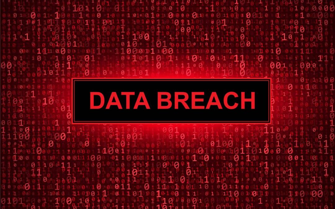 Data breach warning in red