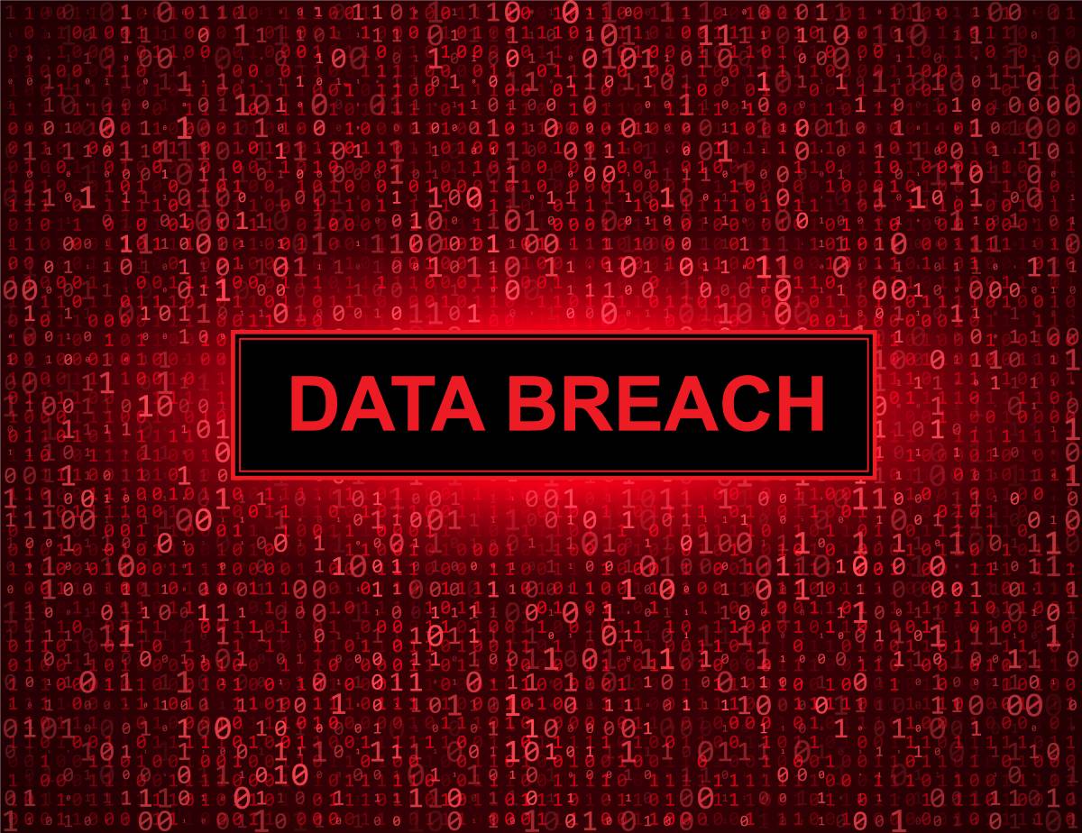 Data breach warning in red