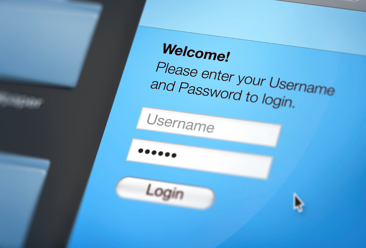 Welcome login screen for username and password