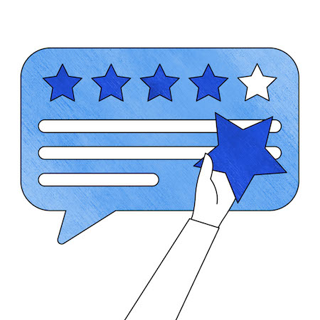 Icon representing personal reputation score with four out of five stars illustrated as an example